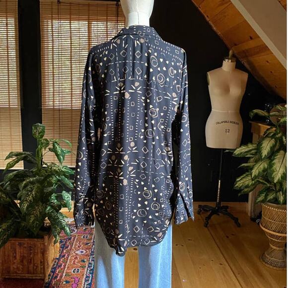 Vintage Mod Graphic Button Down Shirt  black brown - Picture 10 of 10